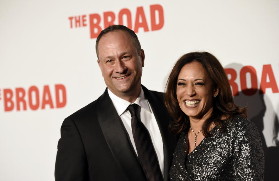 California Attorney General Kamala Harris and her husband Douglas Emhoff pose together at The Broad museum's opening and inaugural dinner on Thursday, Sept. 17, 2015, in Los Angeles. (Photo: Chris Pizzello/Invision/AP)
