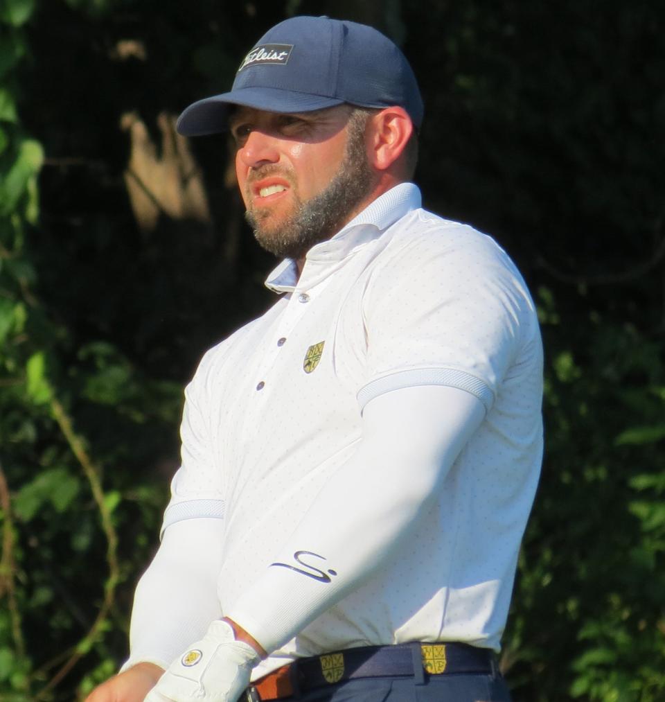 Pro Nick Bova shares the lead after the first round of the 103rd New Jersey Open Golf Championship at Hackensack GC in Emerson on Monday, July 24, 2023.