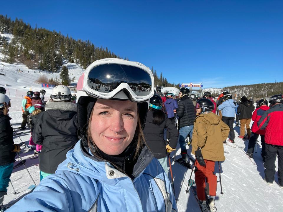 Insider's author in line for a ski lift.