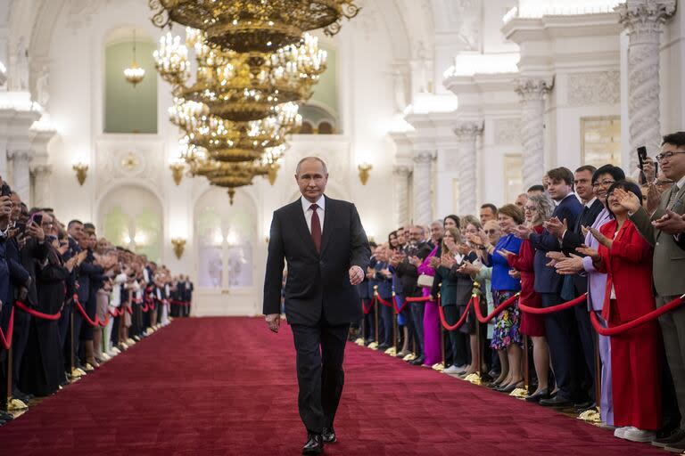 Vladimir Putin durante su ceremonia de investidura en el Kremlin, en Moscú, Rusia, el 7 de mayo de 2024.