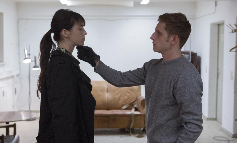This image released by Magnolia Pictures shows Charlotte Gainsbourg, left, and Jamie Bell in a scene from "Nymphomaniac." (AP Photo/Magnolia Pictures, Christian Geisnaes)
