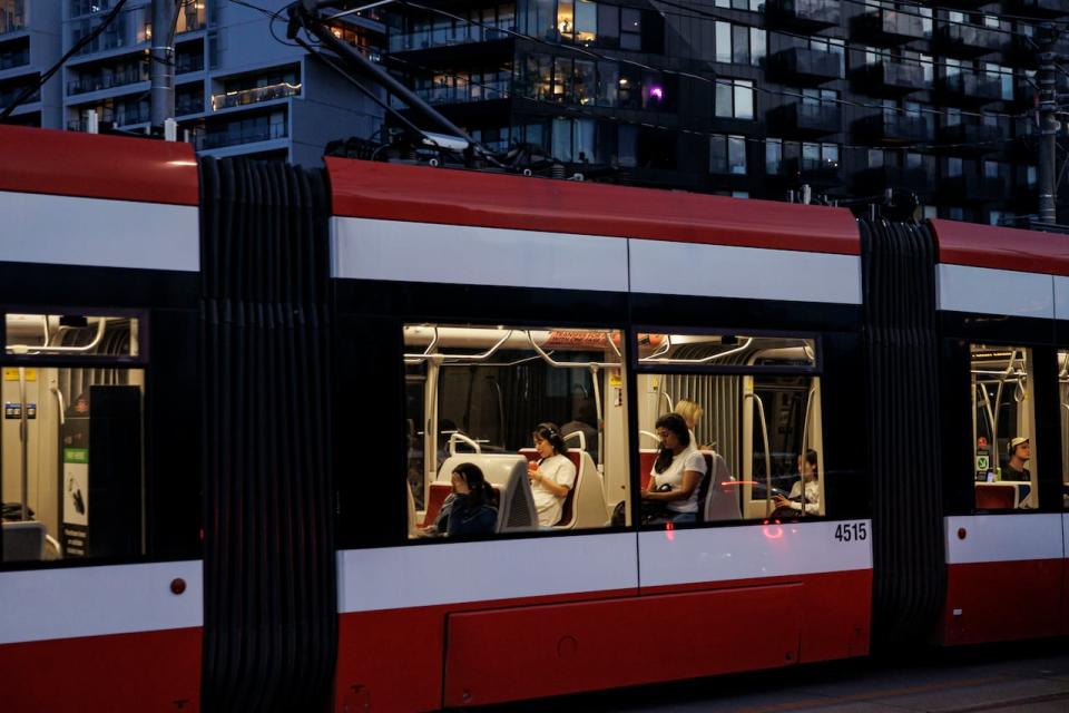 Commuters ride the TTC ahead of a transit strike deadline in Toronto on June 6, 2024.