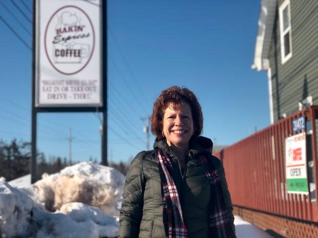 Nancy Heffell has been the manager of the Bakin' Express in Richmond for five years, but has been with Bakin' Donuts for 27 years. (Nicola MacLeod/CBC - image credit)