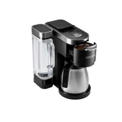 <p><strong>Keurig</strong></p><p>amazon.com</p><p><strong>$193.04</strong></p><p>The K-Duo Plus is compatible with K-Cups for a single cup and a reusable filter for ground coffee to make an entire pot.<strong> In our testing, it</strong> <strong>consistently brewed coffee at the same temperature and volume, not to mention the resulting coffee tasted flavorful and well-rounded. </strong>We love that the Keurig K-Duo Plus has multiple brew options and includes a thermal carafe that keeps up to 12 cups of coffee hot without a warming plate. It can also fit a travel mug up to 8 inches tall — the most space we saw in testing. </p><p>One of our favorite features is the 60-ounce removable water reservoir that rotates to the left, right or back to fit your counter space. Not only can you pre-program it to brew coffee up to 24 hours in advance, but this machine also has a button to pause the coffee maker mid-brew so that you can pour from the carafe while it's still brewing. </p>