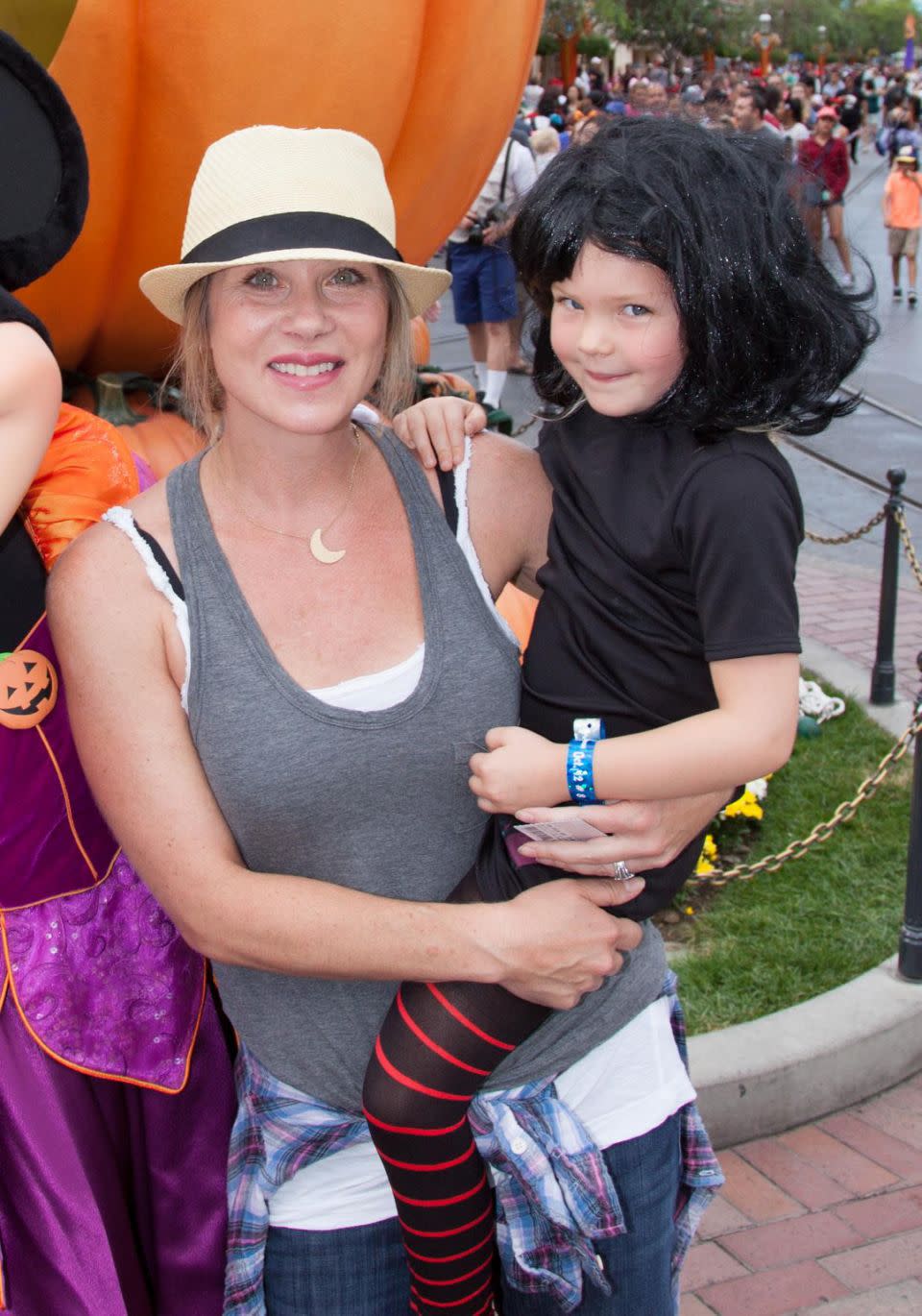 She fears her daughter may carry the BRCA1 gene too. They are here together at Halloween in 2015. Source: Getty