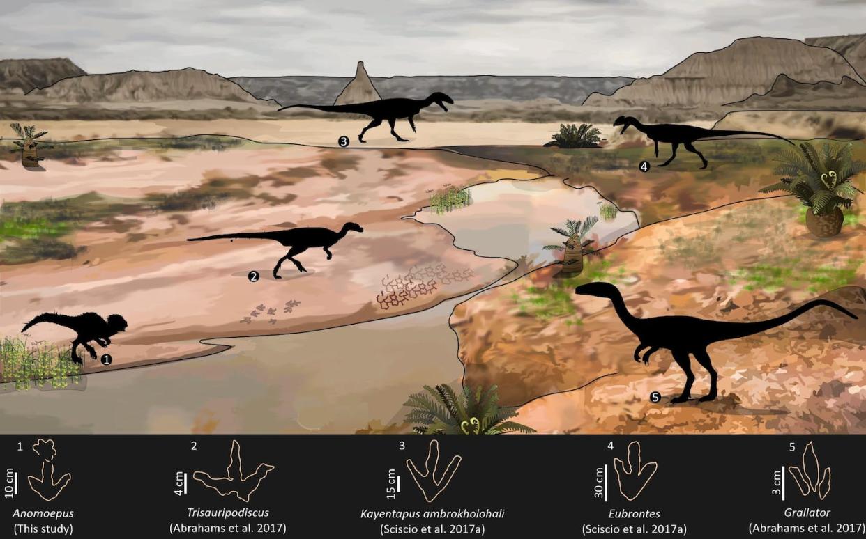 An artistic impression of the various dinosaur species that once roamed the Roma Valley. Akhil Rampersadh