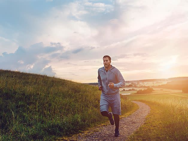 People in nature, Sky, Running, Cloud, Grass, Atmospheric phenomenon, Morning, Yellow, Sunlight, Happy, 