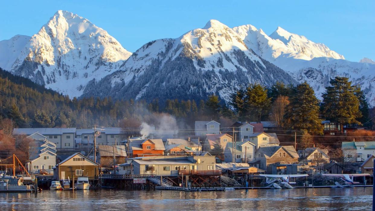 The city of Sitka, Alaska at dawn.