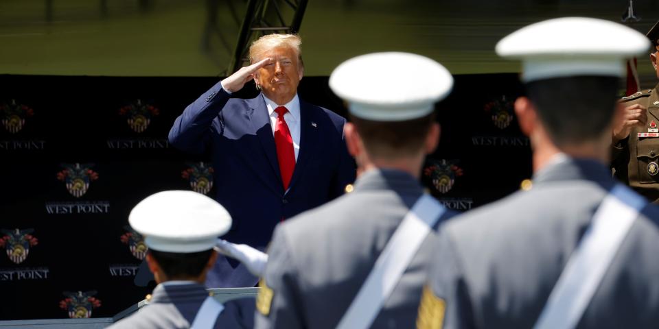 President Donald Trump delivers commencement address at the 2020 United States Military Academy Graduation Ceremony at West Point, New York