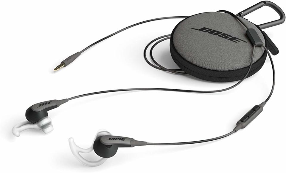 These headphones come with a handy carrying case and carabiner. (Photo: Walmart)