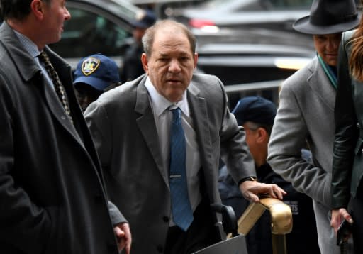 Harvey Weinstein arrives at the Manhattan Criminal Court, on February 18, 2020 in New York City