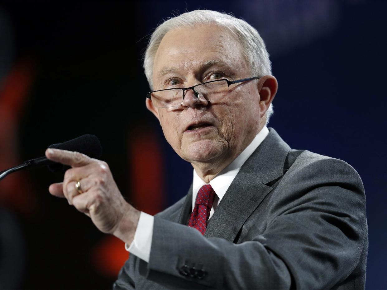 US Attorney General Jeff Sessions speaking at the Western Conservative Summit: AP