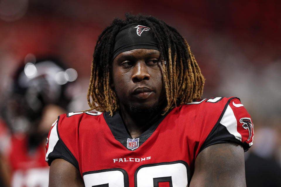 Atlanta Falcons defensive end Takkarist McKinley was not afraid to gloat after the New Orleans Saints were eliminated from the playoffs. (Getty)