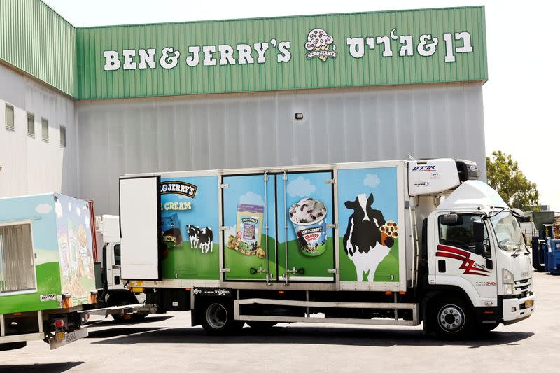 FILE PHOTO: A Ben & Jerry's ice-cream delivery truck is seen at their factory in Be'er Tuvia, Israel