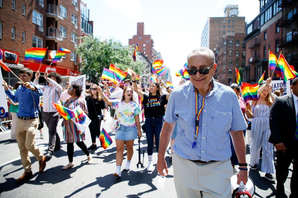 New York's own Sen. Schumer joined in on the festivities during the N.Y.C. Pride March on June 30.