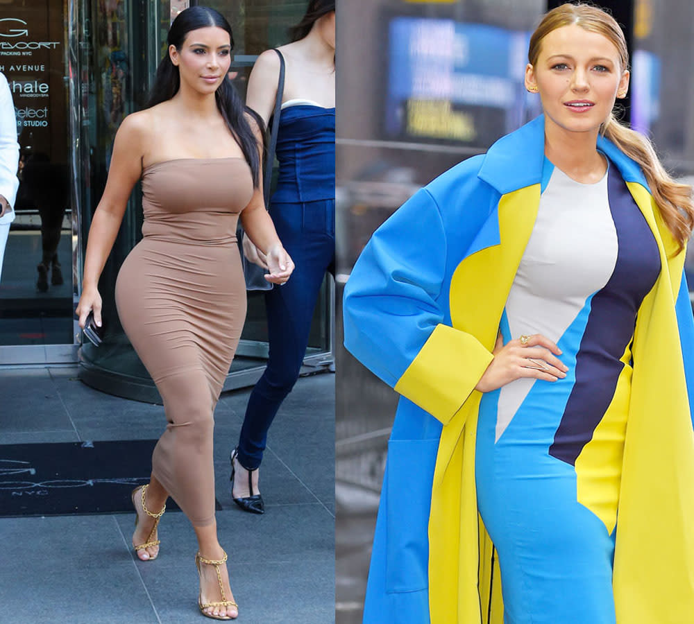 Erwischt: Kim Kardashian und Blake Lively tragen Shapewear. (Bild: Splashnews)