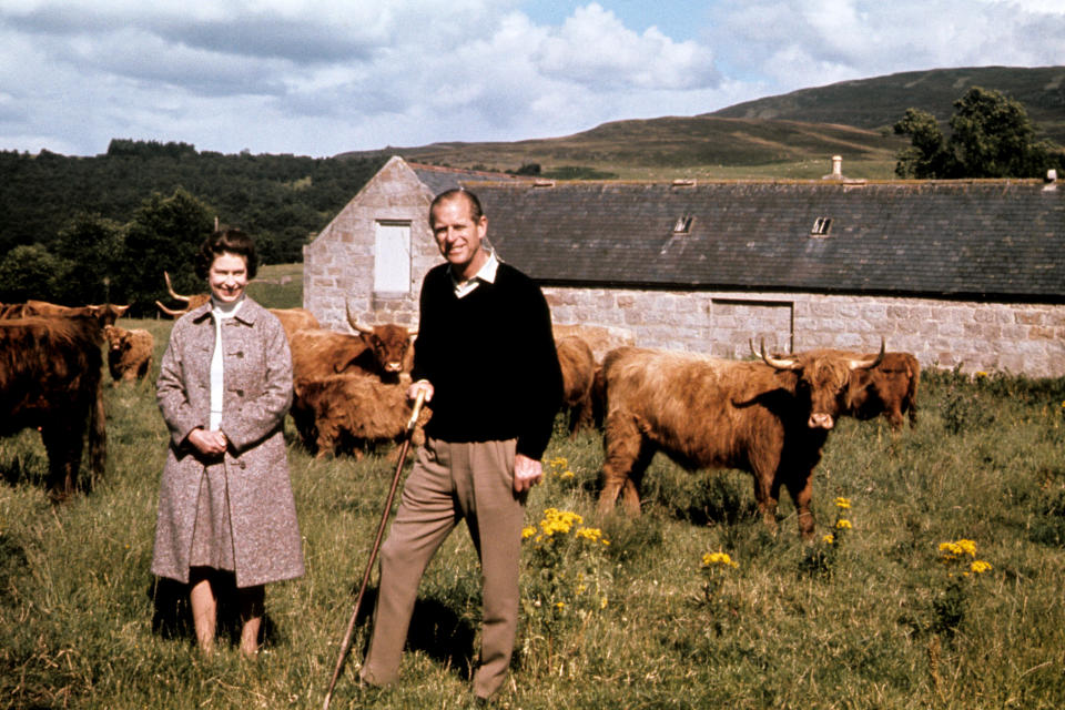 File photo dated 01/09/72 of Queen Elizabeth II and the Duke of Edinburgh during a visit to a farm on their Balmoral estate, to celebrate their Silver Wedding anniversary. He was the Queen's husband and the royal family's patriarch, but what will the Duke of Edinburgh be remembered for? Issue date: Friday April 4, 2021.