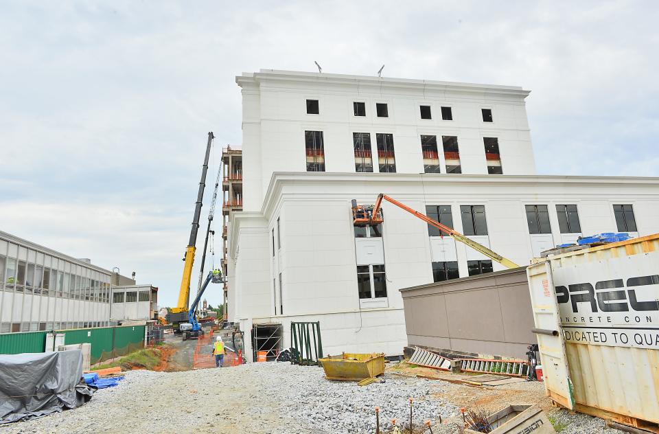 Spartanburg County and construction officials toured the new county courthouse under construction on Aug.11, 2022. The new county courthouse next to the old Spartanburg County Judicial Center.