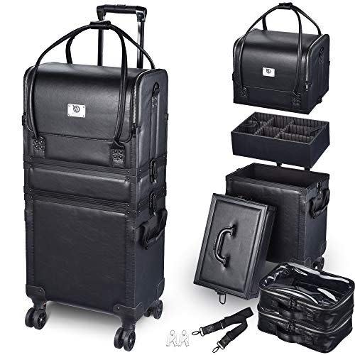 8) Byootique 3-in-1 Leather Makeup Artist Travel Train Case