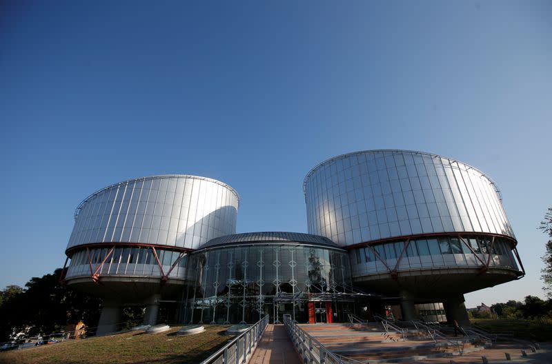 The building of the European Court of Human Rights is seen ahead of the start of a hearing in Strasbourg