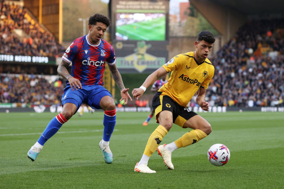 Matheus Nunes playing for Wolves against Crystal Palace