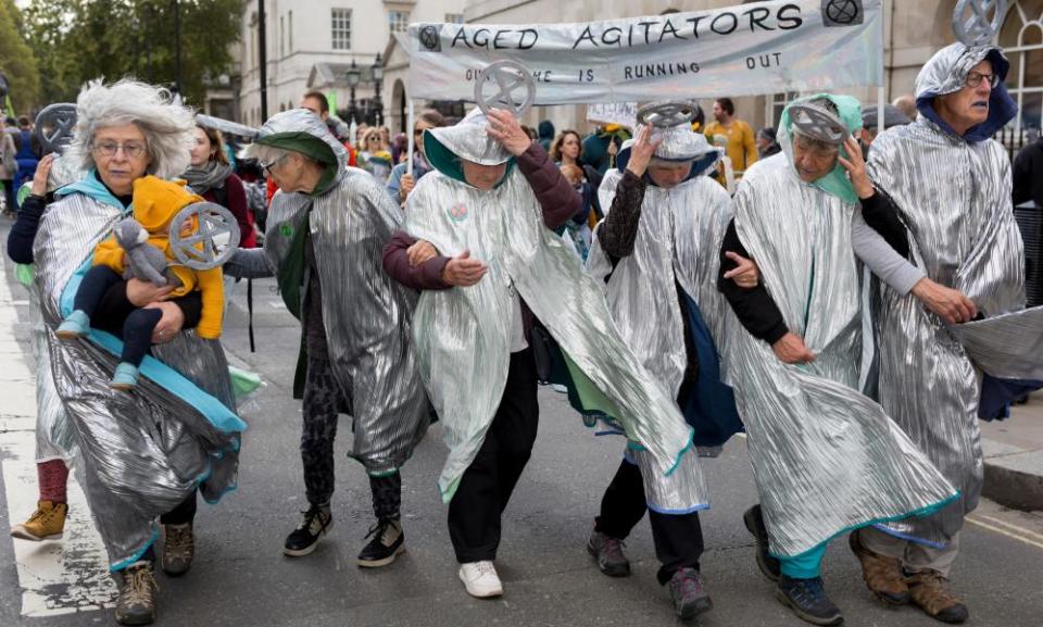 An Extinction Rebellion protest by the elderly