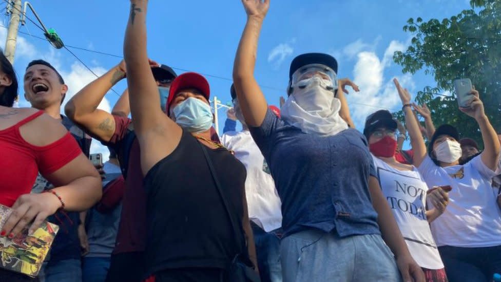 Manifestantes en Cali.