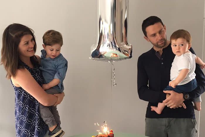 Sara and her young family at Alfie's first birthday. Source: Instagram