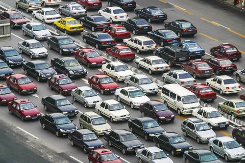 Cars in a traffic jam