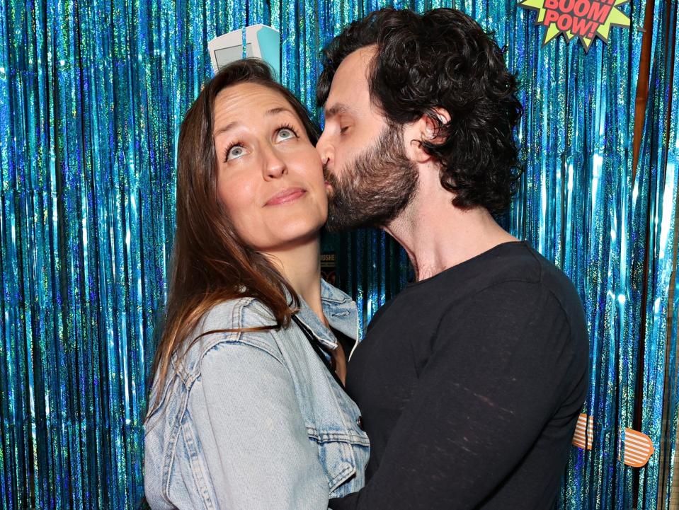 Penn Badgley and Domino Kirke at the launch of his podcast Podcrushed