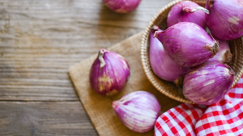 purple shallots in bowl