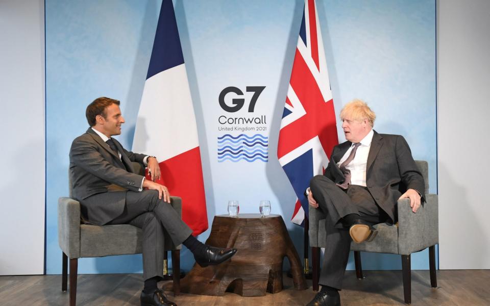 Prime Minister Boris Johnson (right) and French President Emmanuel Macron - PA