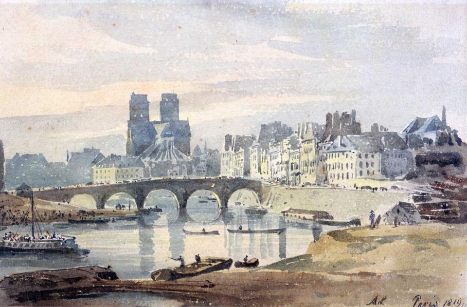 'Notre-Dame de Paris from the Ile Saint-Louis', 1819. Artist: Amelia Long