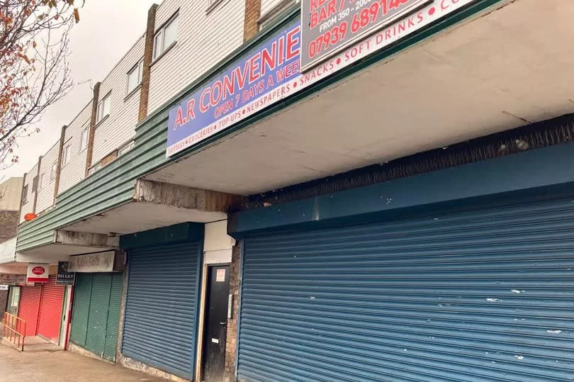 A row of empty shops in Eston Square