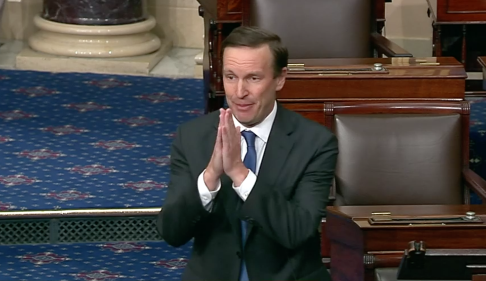 Sen. Chris Murphy on the Senate floor on May 24, 2022. / Credit: CBS News