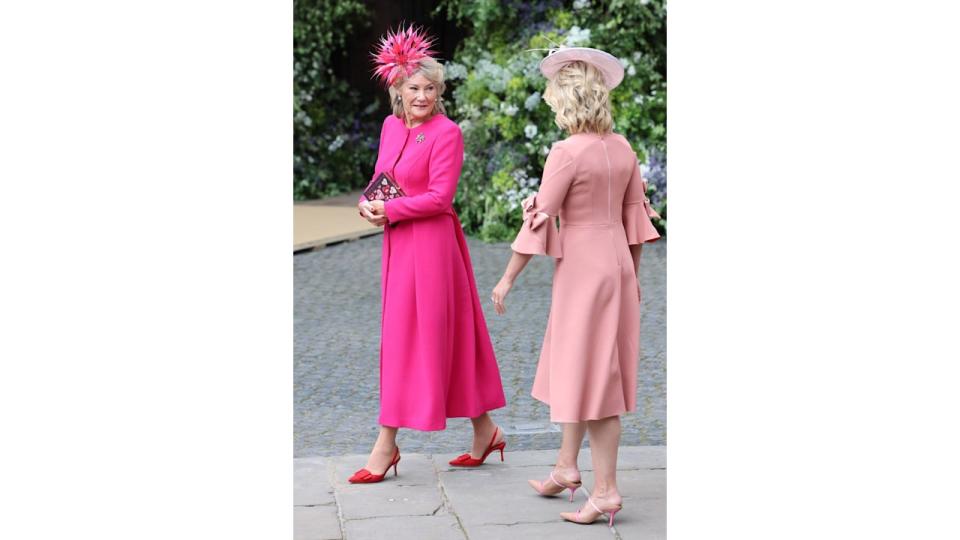 The Duke's mother, Natalia, the Duchess of Westminster rocked a vibrant pink gown and daring red shoes