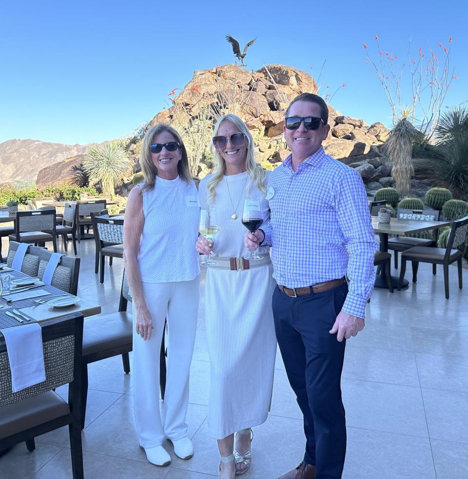 Debra Zech poses with Amber and Phil Tanner at Bighorn Institute's 6th annual Spring Fling on April 16, 2024, at Stone Eagle Golf Club in Palm Desert, Calif.