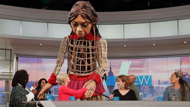 PHOTO: Little Amal, the 12-foot-tall puppet who has travelled across 12 countries to shine a light on child refugees, visits 'The View,' airing Wednesday, September 28, 2022. (Lou Rocco/ABC)