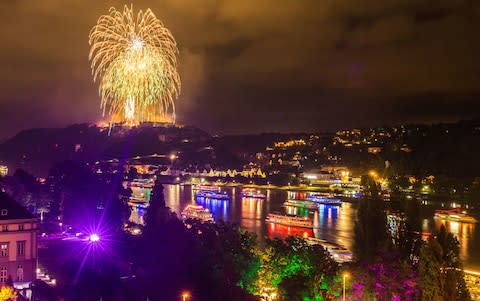 Boats on Rhine from Rhine in Flames event - Credit: Rheinland-Pfalz Tourismus GmbH