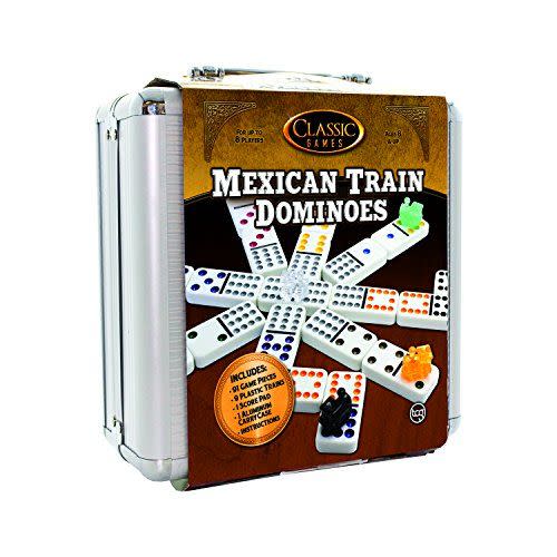 <p>Mexican Train Dominos</p><p>amazon.com</p><p>$28.88</p><p><a href="https://www.amazon.com/dp/B075SV39TG?tag=syn-yahoo-20&ascsubtag=%5Bartid%7C10072.a.42268466%5Bsrc%7Cyahoo-us" rel="nofollow noopener" target="_blank" data-ylk="slk:Shop Now;elm:context_link;itc:0;sec:content-canvas" class="link ">Shop Now</a></p><span class="copyright">amazon.com</span>