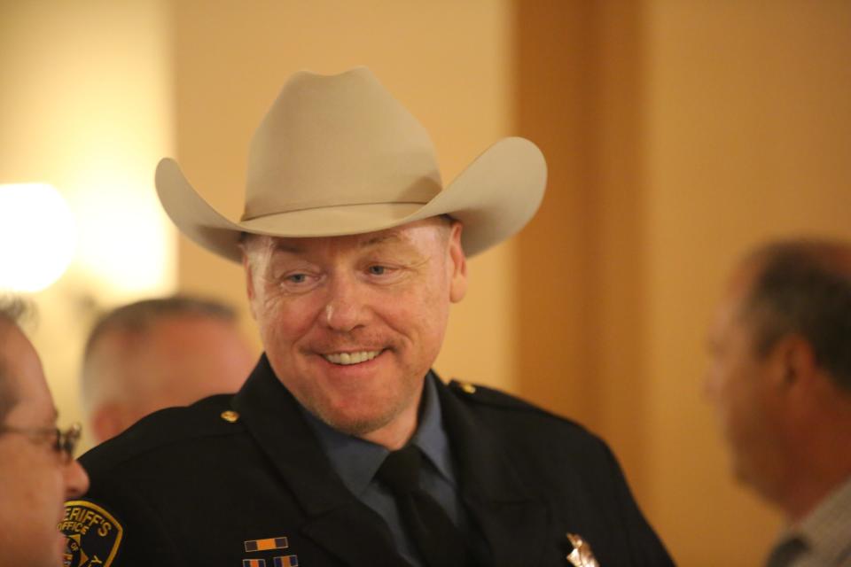 Shawnee County Sheriff Brian Hill prayed for law enforcement at a National Day of Prayer event Thursday at the Statehouse.