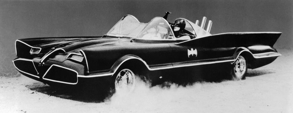 Adam West drives the original Batmobile