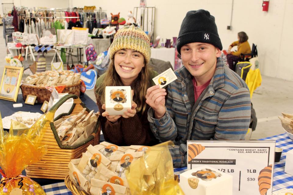 Brewster residents Jackson Fisher-Diotte, left, with his fiancé Regan Kelly. The two recently launched Grem's Rugies, a rugelach-baking company powered by a single kitchen-aid mixer and lots of love: Fischer-Diotte's grandmother aka "Grem."