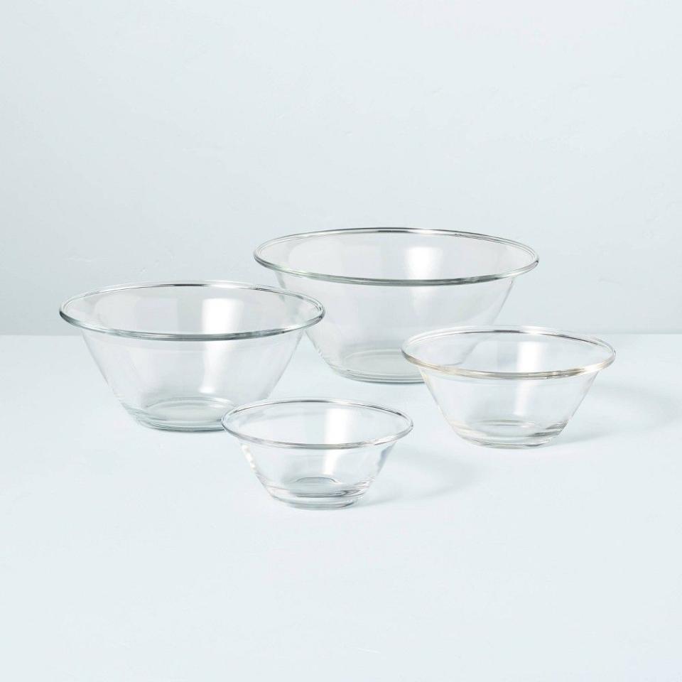 <p><a href="https://go.redirectingat.com?id=74968X1596630&url=https%3A%2F%2Fwww.target.com%2Fp%2F4pc-glass-mixing-bowl-set-clear-hearth-38-hand-8482-with-magnolia%2F-%2FA-85794888&sref=https%3A%2F%2Fwww.housebeautiful.com%2Fshopping%2Fbest-stores%2Fa60638169%2Fjoanna-gaines-kitchenaid-stand-mixer-target-sale%2F" rel="nofollow noopener" target="_blank" data-ylk="slk:Shop Now;elm:context_link;itc:0;sec:content-canvas" class="link ">Shop Now</a></p><p>4-Piece Glass Mixing Bowl Set Clear </p><p>target.com</p><p>$39.99</p>
