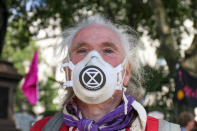 Activists of international climate action group Extinction Rebellion march from Trafalgar Square to Parliament Square on the first of a planned 10 day take over of London, England, on September 1, 2020. (Photo by Lucy North/MI News/NurPhoto via Getty Images)