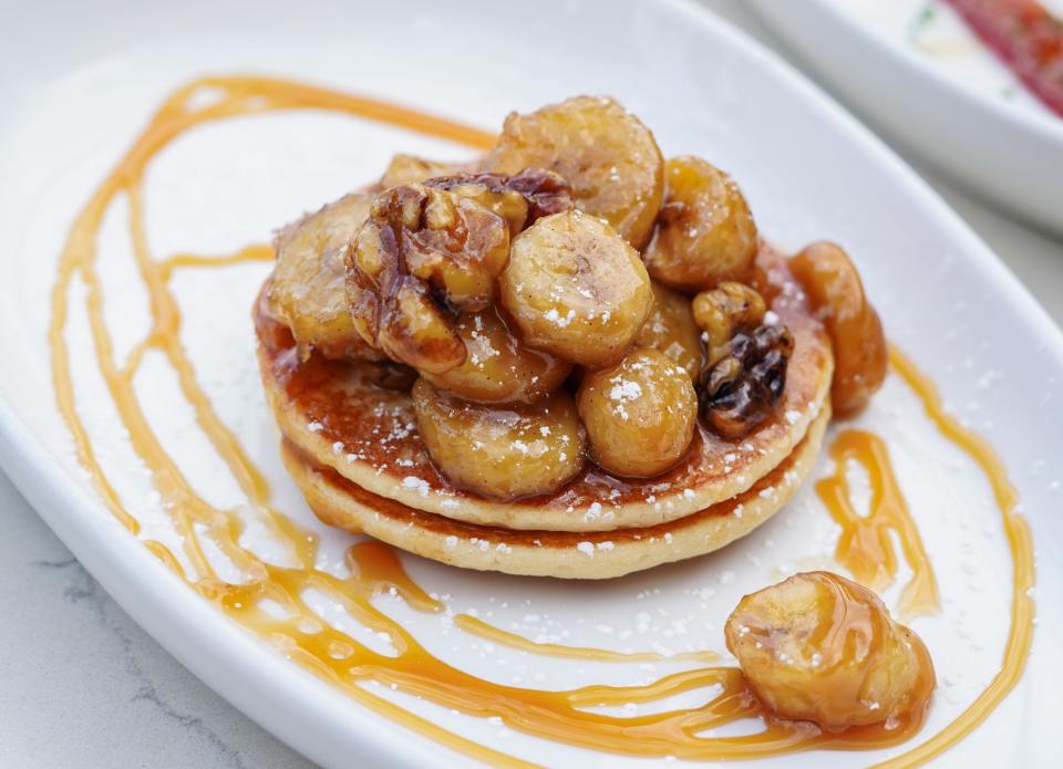 On the brunch menu at Prezzo restaurant in Palm Beach Gardens: Bananas Foster pancake stack.