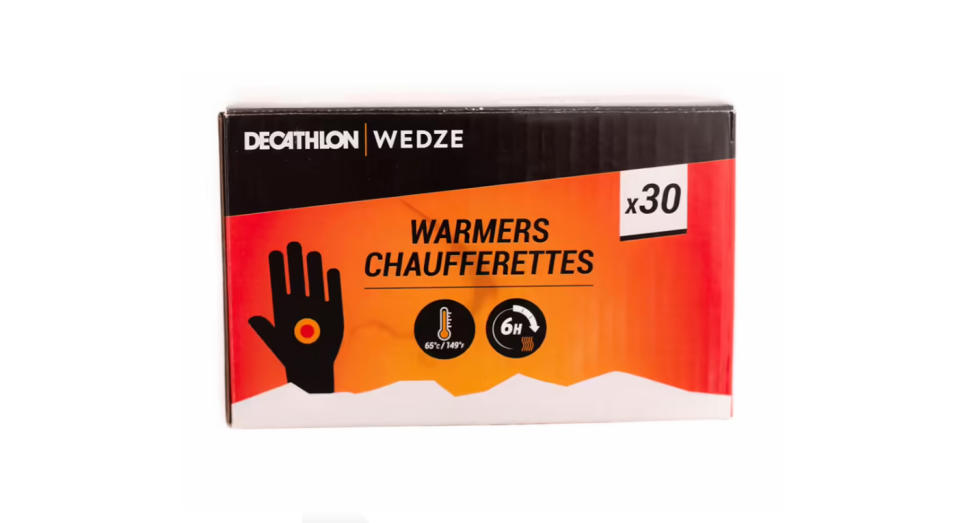 These single-use hand warmers from Decathlon heat up in seconds. 