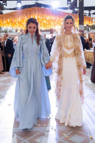 <p>Â© Royal Hashemite Court</p> Queen Rania and Rajwa Al Saif