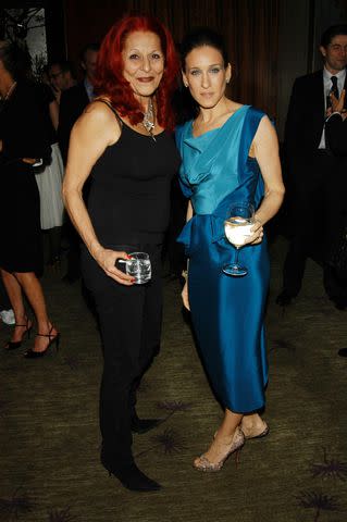 <p>Chance Yeh /Patrick McMullan via Getty Images</p> Patricia Field and Sarah Jessica Parker in 2006