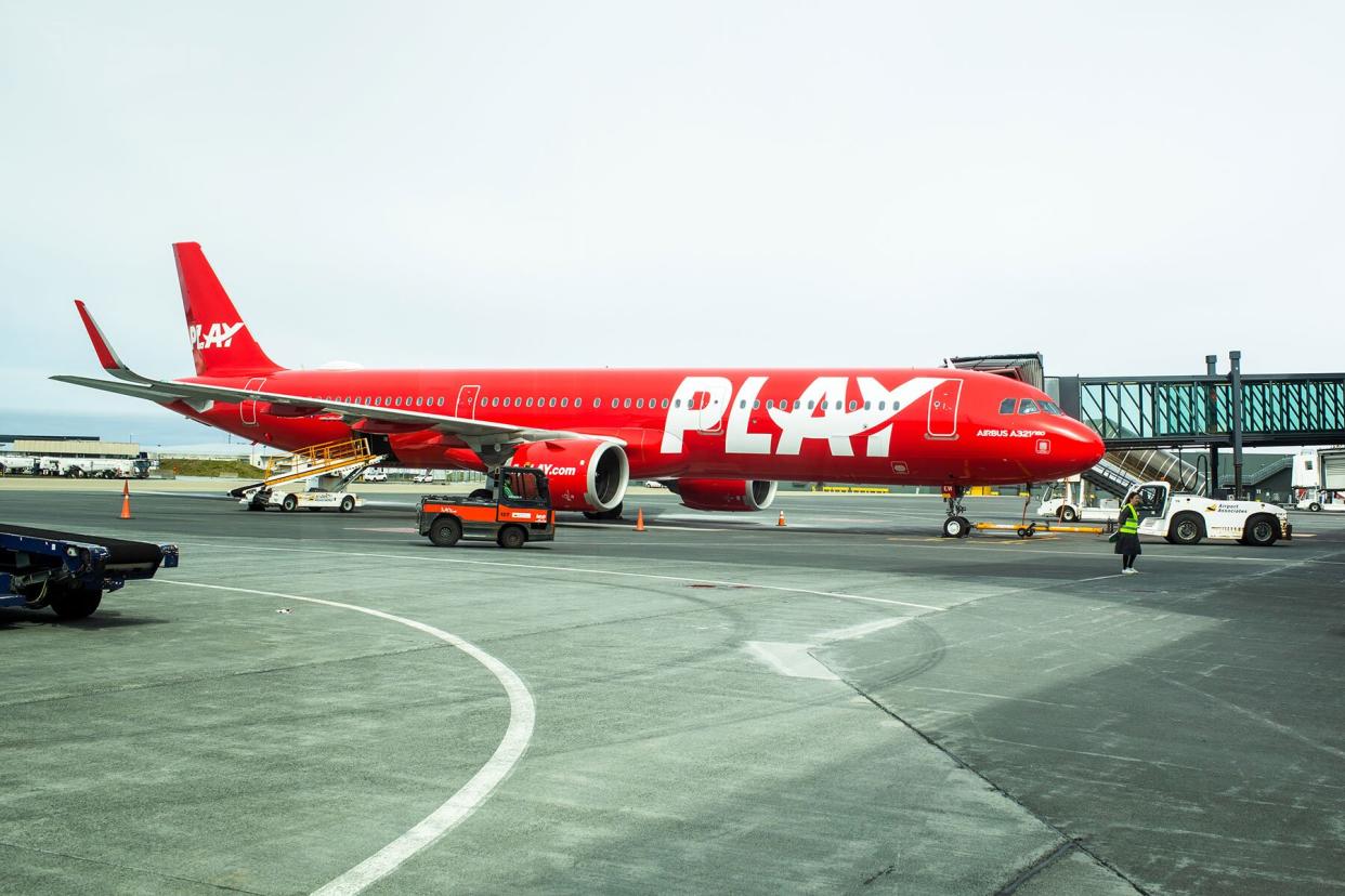Iceland's Play Air Airline Makes Its Inaugural Flight to London Stansted airport, from Keflavik International Airport, near Reykjavik, Iceland